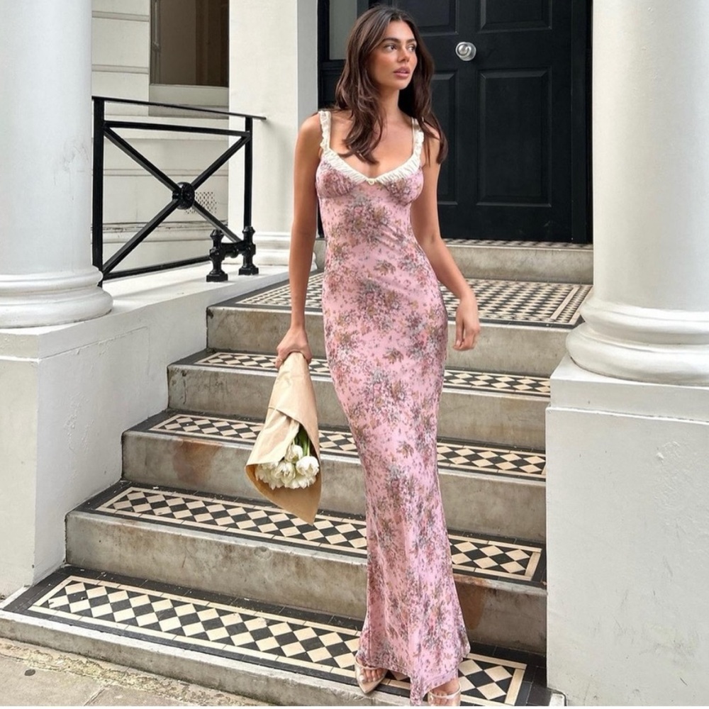 NEW Tiger Mist Amaran Maxi Dress Stretch Body Con Pink Camo Floral NWT 18‎